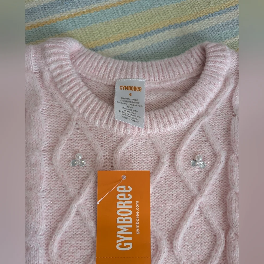 ⭐ NEW NWT Girls Gymboree Pink Diamond Knit Sweater Size 6